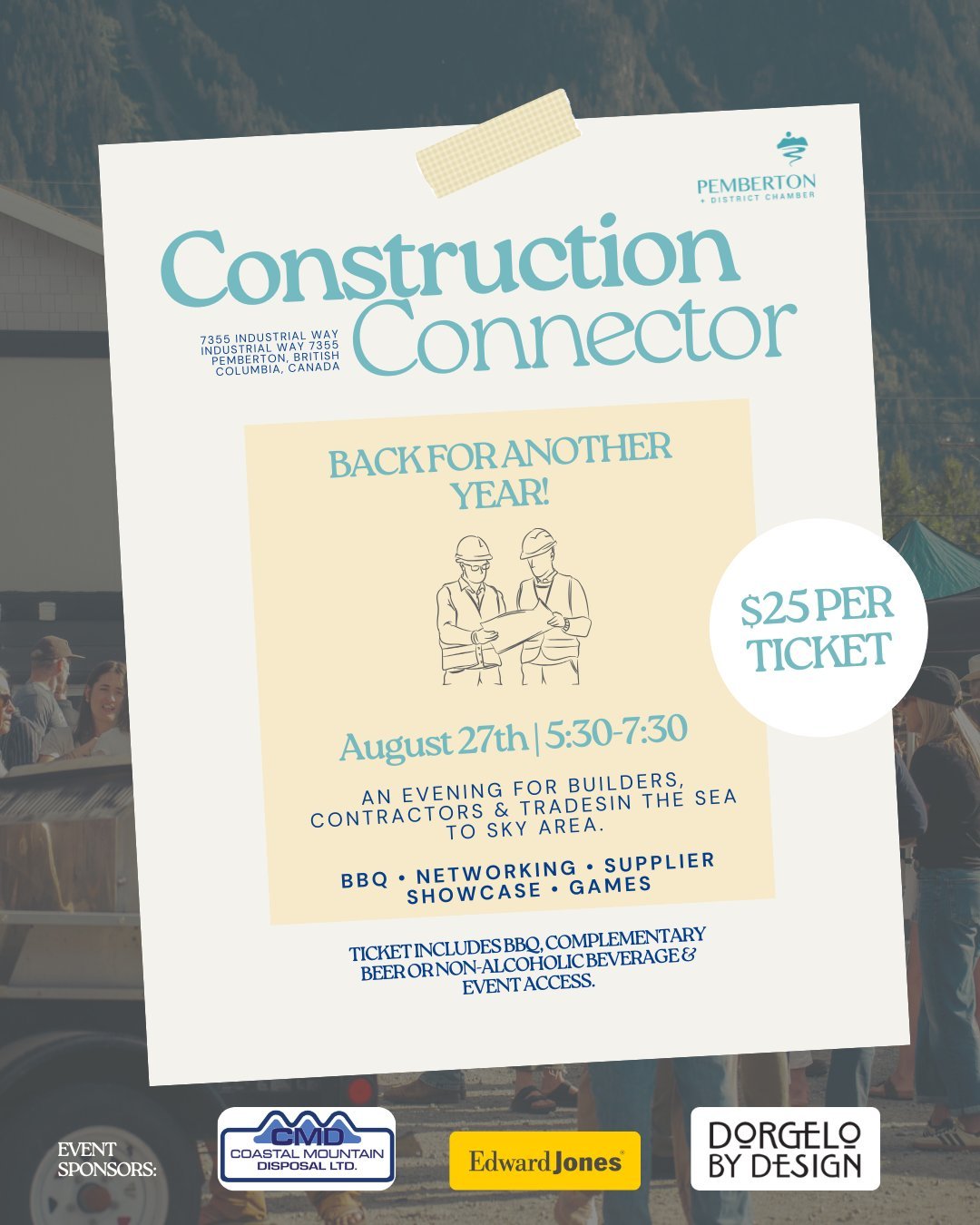 Back by popular demand! 

After a super successful first event last year, we're super excited to be bringing back the Construction Connector for round two, on Thursday, August 27th from 5:30-7:30PM. 

We have lots of fun in store - a few tradey games