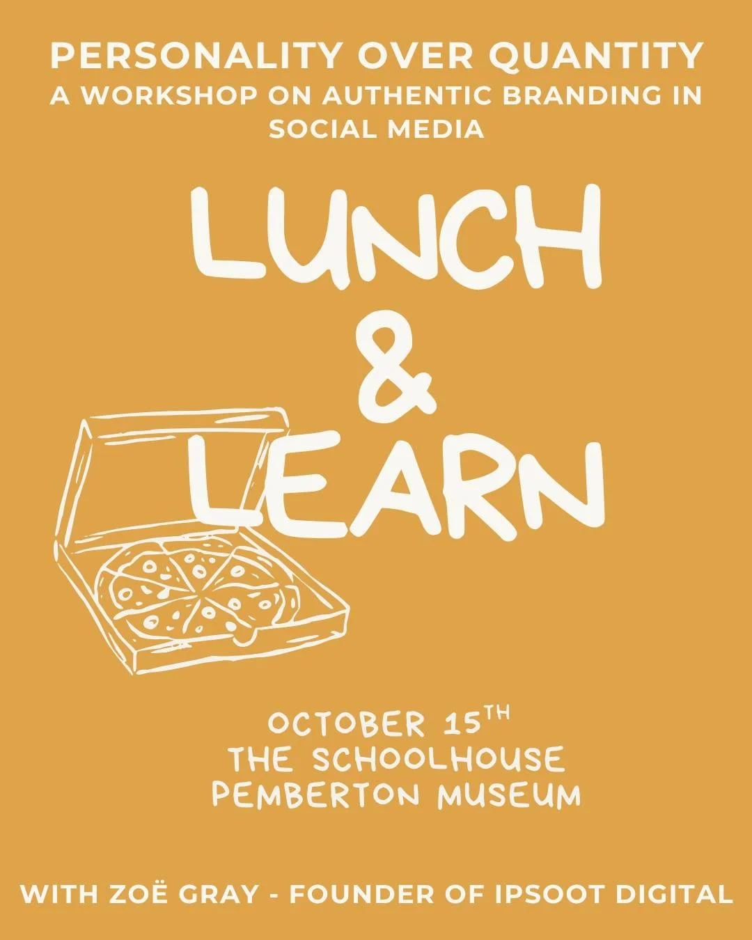 Lunch &amp; Learn Alert!

The Pemberton &amp; District Chamber of Commerce is hosting a Lunch &amp; Learn with Ipsoot's founder Zo&euml; Gray on October 15th from noon 12:00PM-1:00PM at the Pemberton Museum's Schoolhouse!

In this casual, hands-on lu