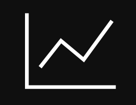 A simple black icon of a line graph with an upward trend.