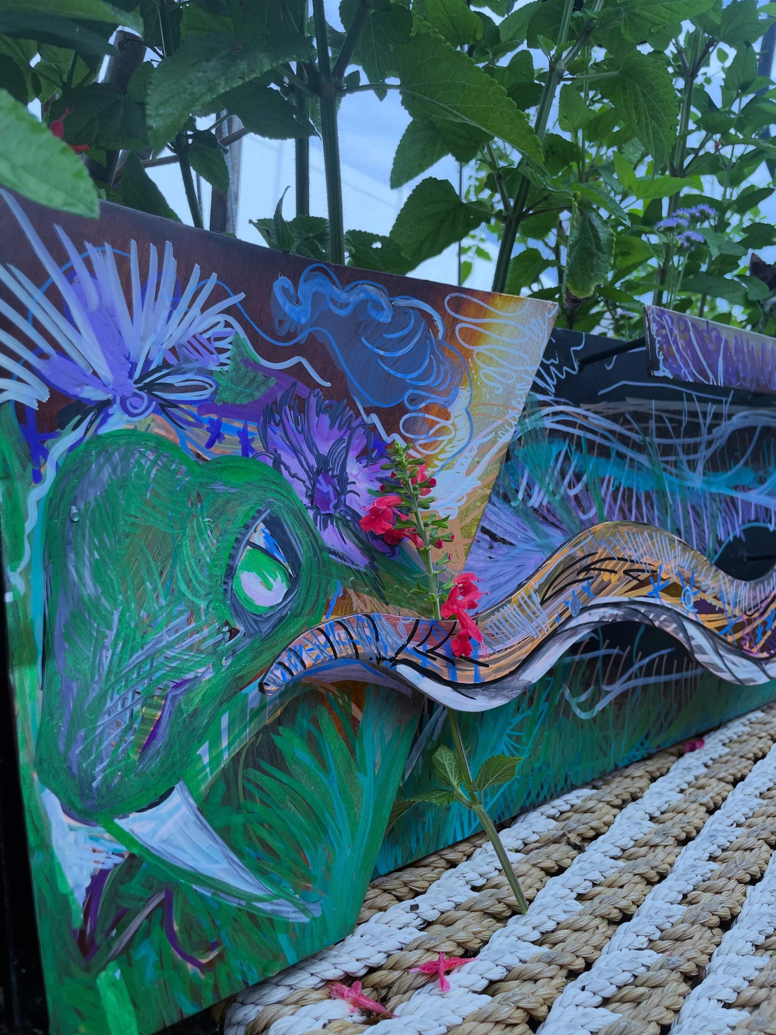 Yes, she&rsquo;s going to have a beautiful flower crown, too, because she&rsquo;s a queen 🌿🌻💜🐍

New friend in progress #painteveryday #artistsareexplorers #floridaart #childrensbookillustrator character