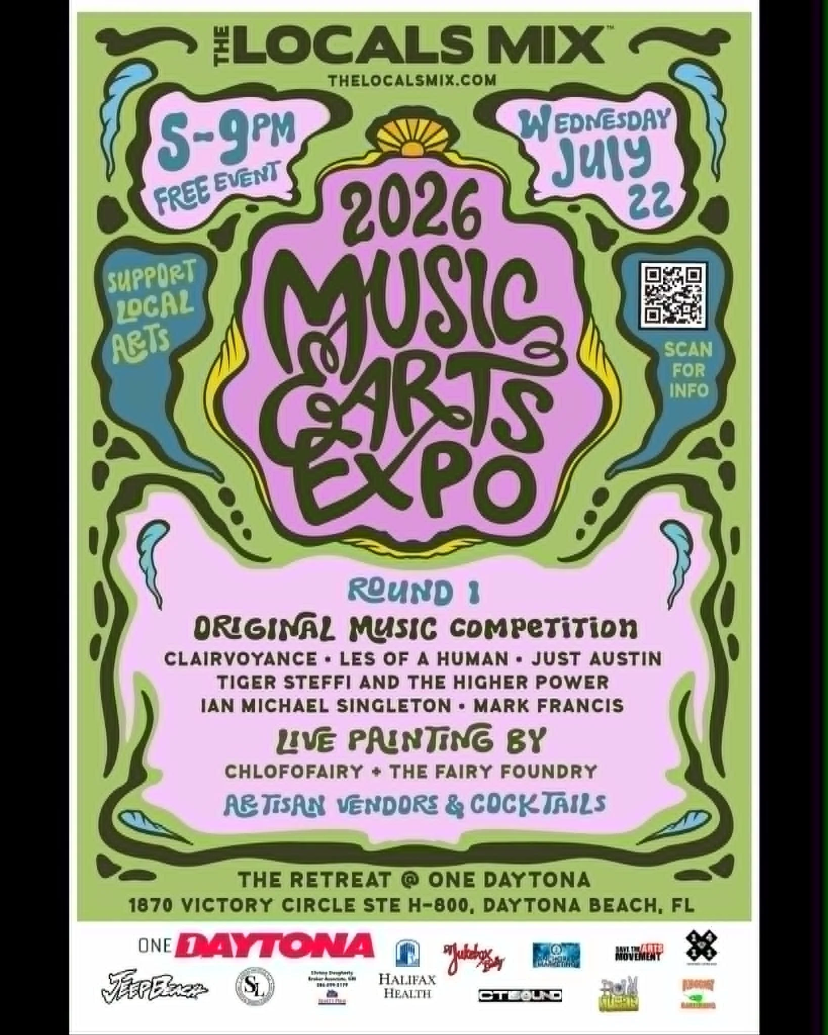 Hi friends! I've been invited to do a live painting on July 22 for TheLocalsMix 2026 Music &amp; Arts Expo! I'll also have a vendor table set up with lots of trinkets, original art, hand-painted and custom ornament options, and stickers!
Grateful and