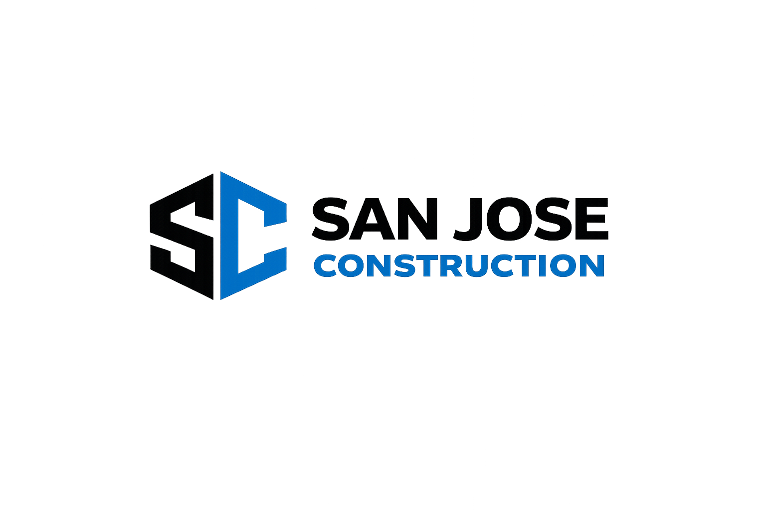 Logo for San Jose Construction with a blue and black color scheme.
