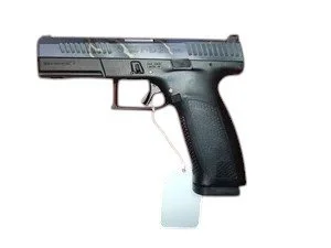 A black semi-automatic handgun with a textured grip and a trigger guard.