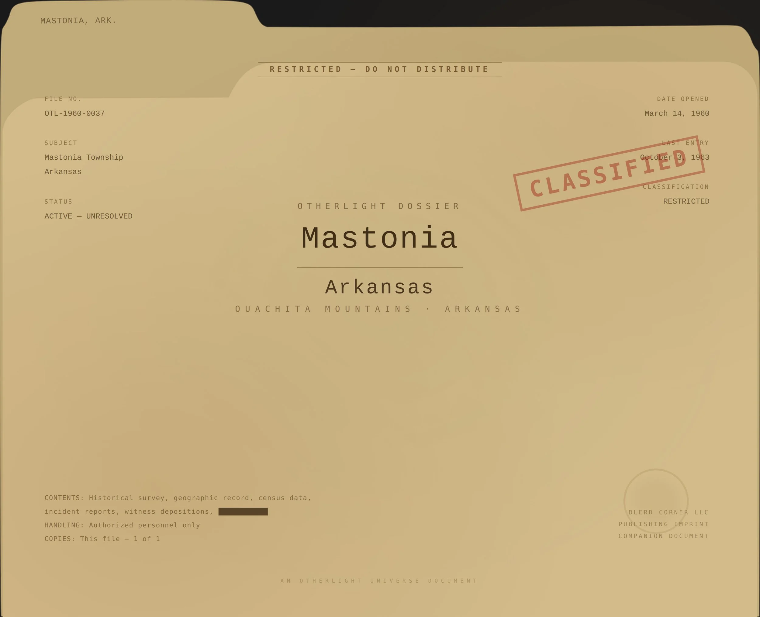 Otherlight Dossier Masonia Arkansas - Classified