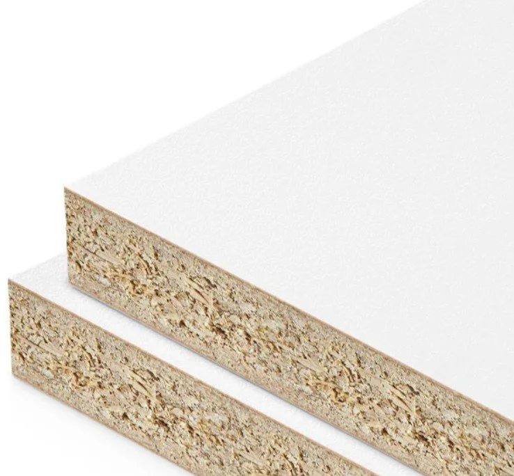 Close-up of two MDF board sheets stacked on a white background.