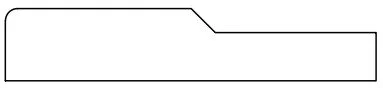 A blank, horizontal shape with a pointed end on the right and a flat end on the left.