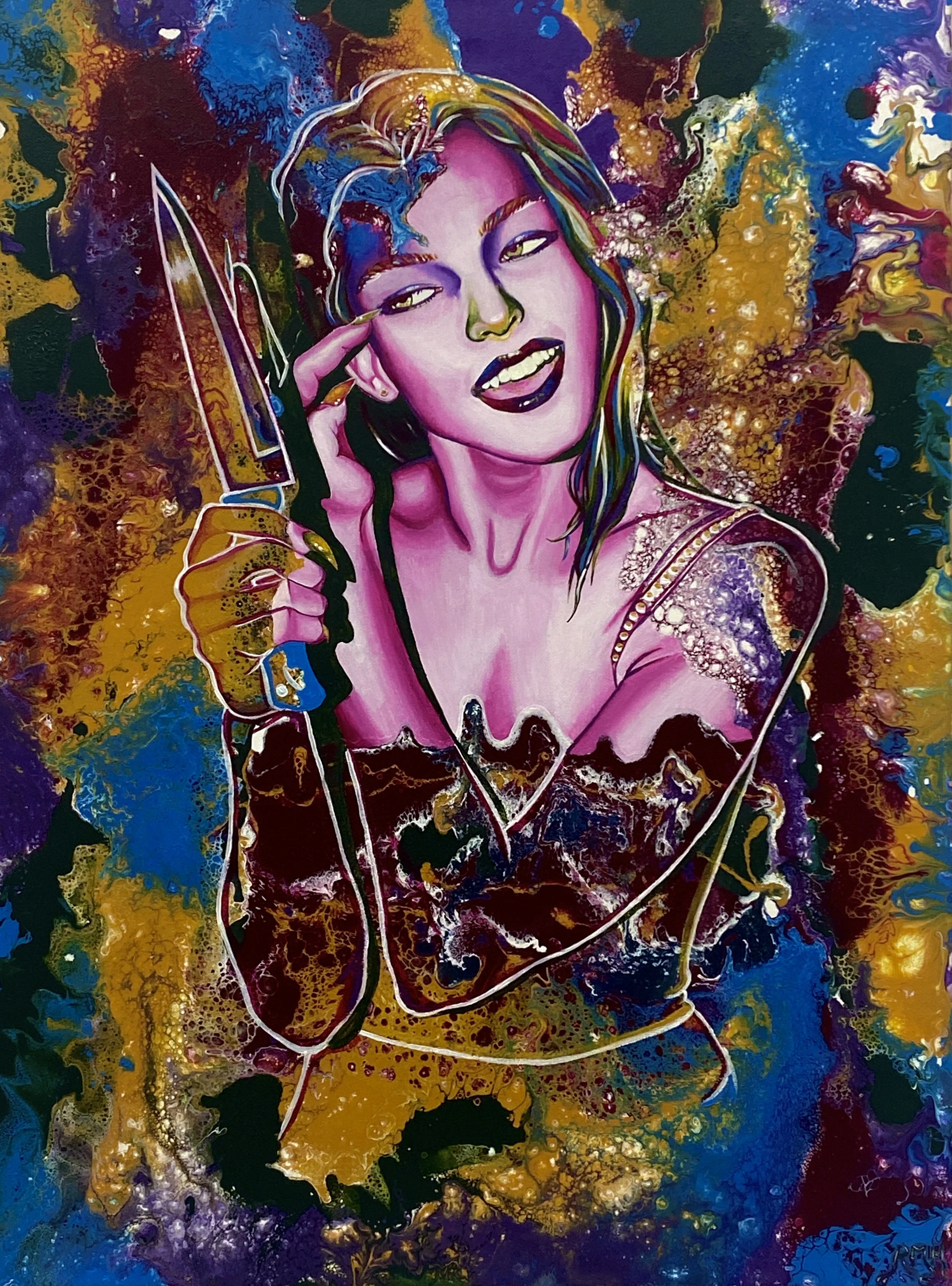 Feminine Grief: Sweet Revenge (2023) 
Fluid Paint & Acrylic 18x24 in