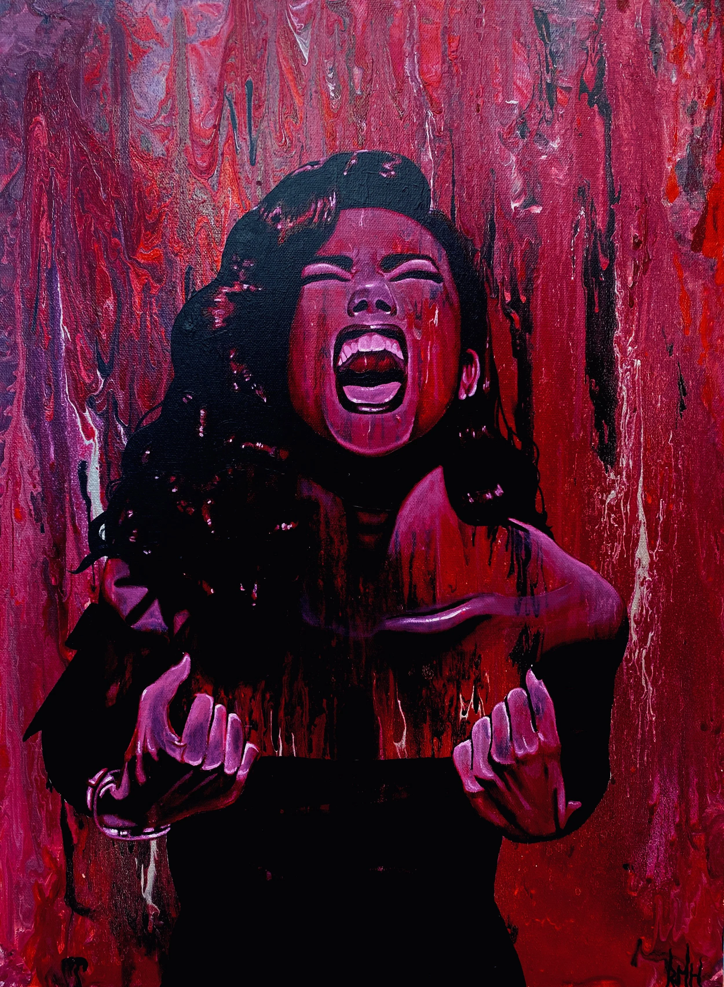 Feminine Grief: FEMALE RAGE (2023)
Fluid Paint & Acrylic 18x24 in