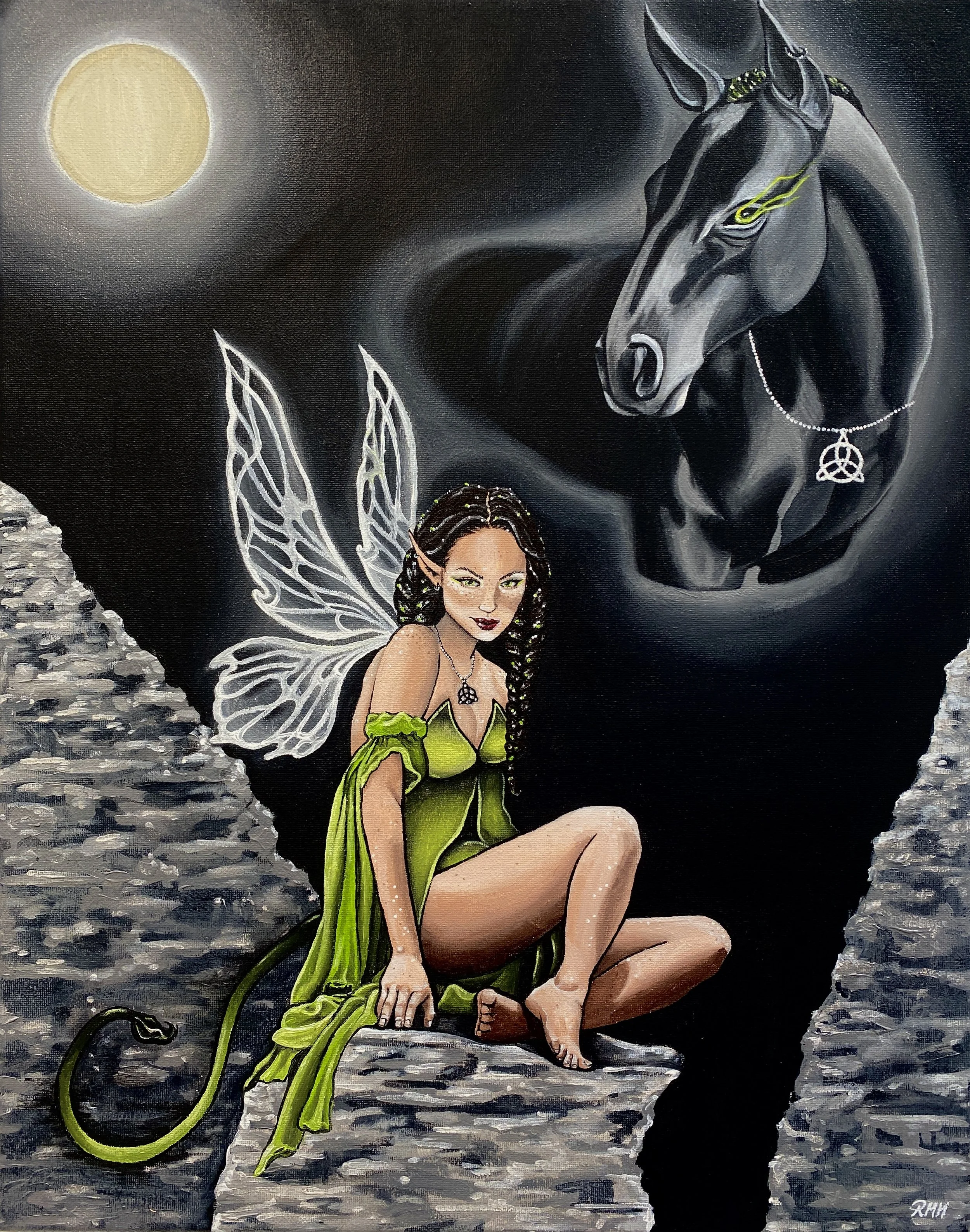 HUNTERS MOON: THE POOKA FAIRY (2022) Acrylic 16x20 in