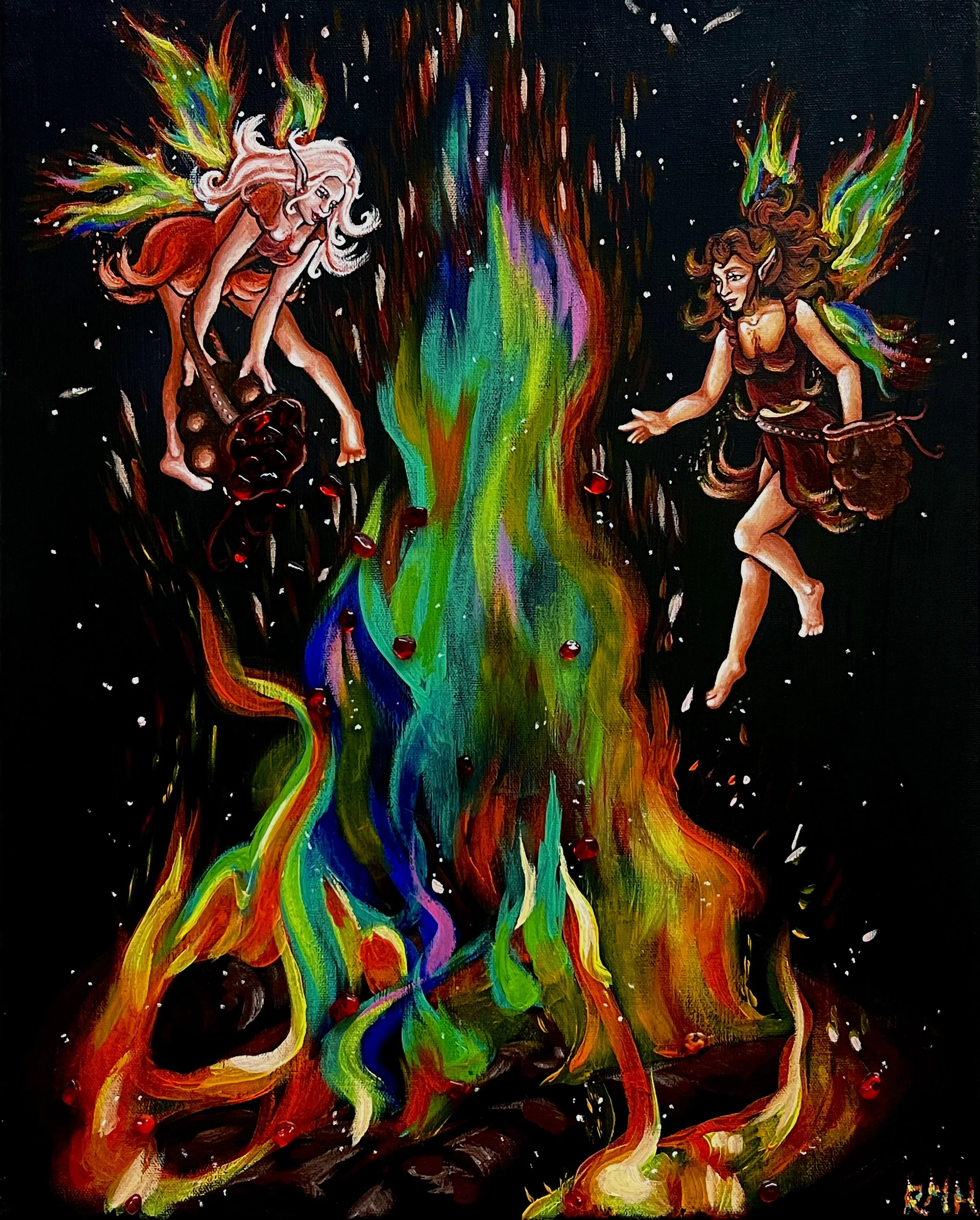The Whimsical Bonfire (2023)
Acrylic with Stones
16x20 in