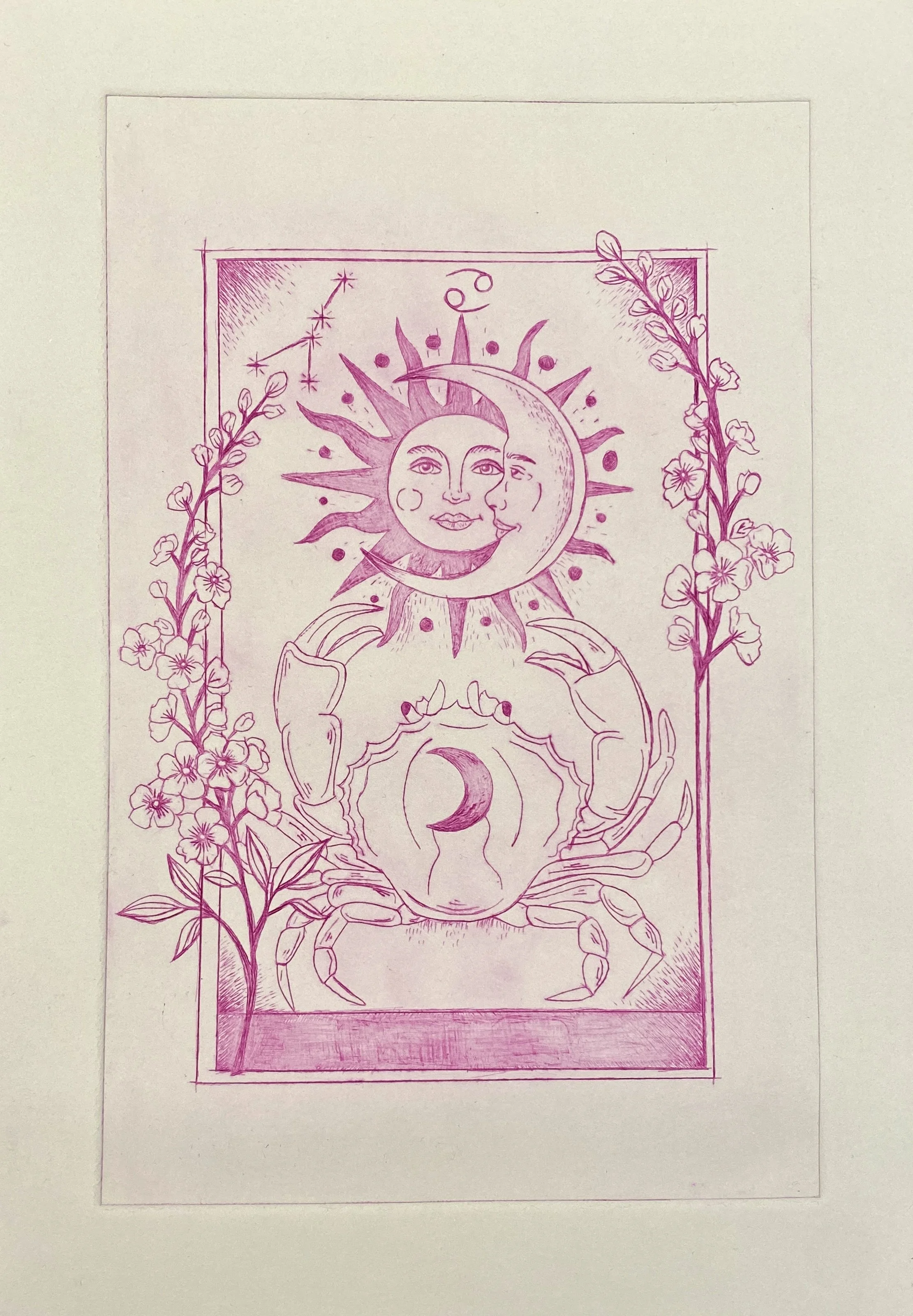 Cancer Tarot Card (2023)
Drypoint Etching Print
7x11 in