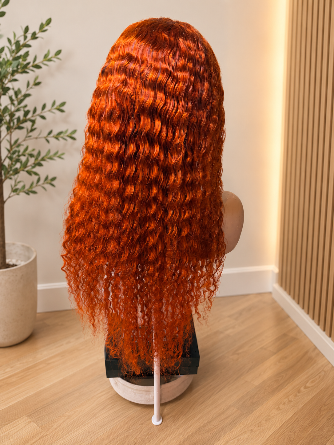 Flame Orange Curly Brazilian Wig-30 Inch 13x6 Transparent Lace 220% Density