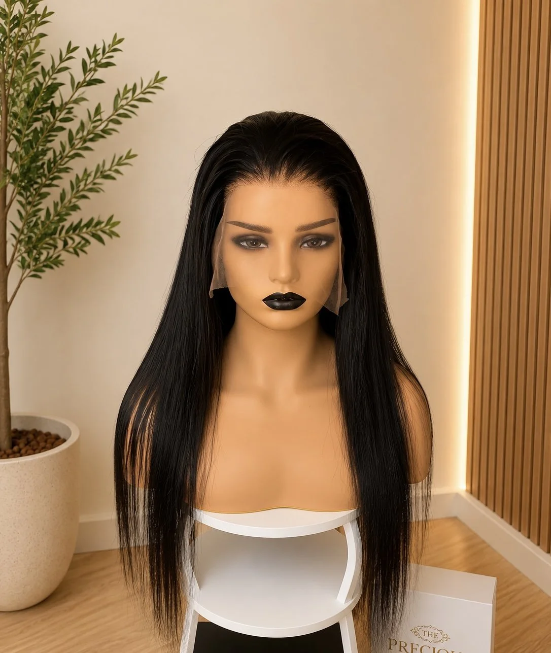 Luxury Black Brazilian Wig - 13x6 Transparent Lace Straight 200% Density