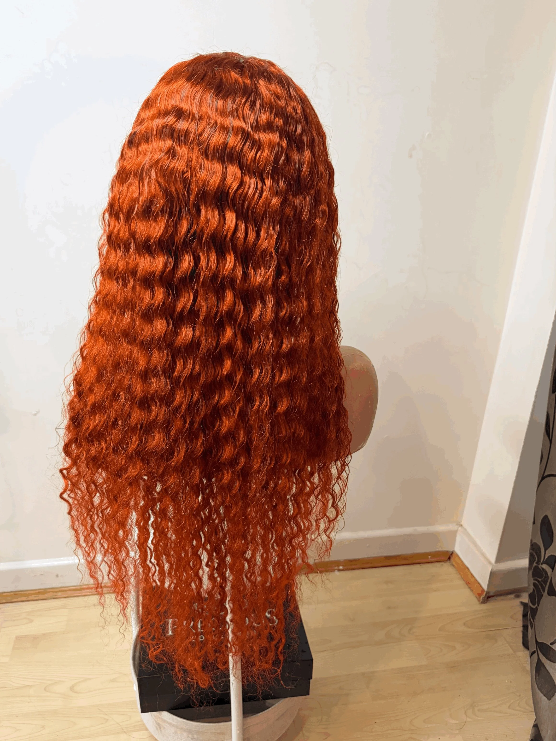 Flame Orange Curly Brazilian Wig-30 Inch 13x6 Transparent Lace 220% Density