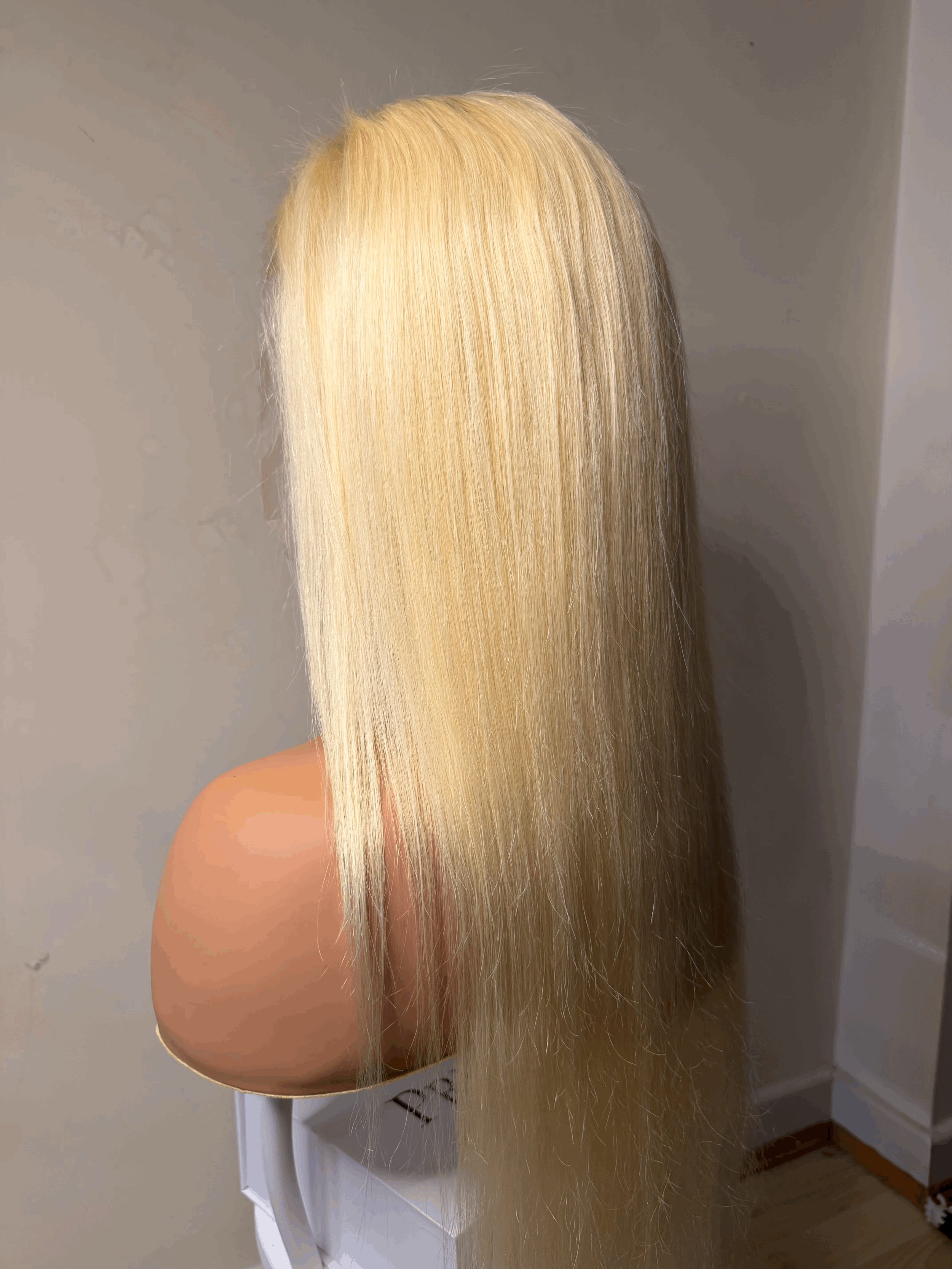 Champagne Shine Blonde Brazilian Wig - 28 Inches 613 13x6 Transparent Lace Straight Hair 200% Density
