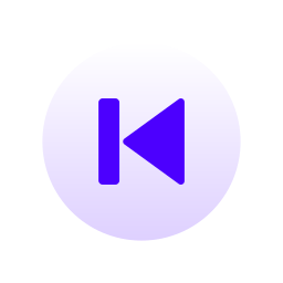 Purple rewind button icon inside a white circular background.
