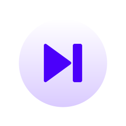 Purple play button icon inside a circular background.