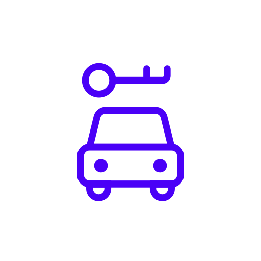 Icon of a car with a key above it, indicating vehicle access or security.