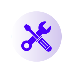 Icon of a wrench and screwdriver crossed over each other on a dark background