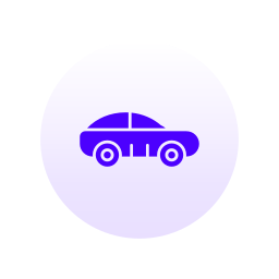 Icon of a police car in purple on a white background.