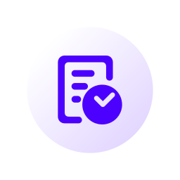 Icon of a checklist with a checkmark inside a circle.