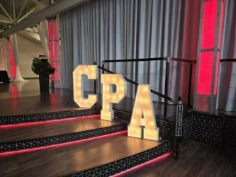 corporate event at Crane Bay with marquee letter branding