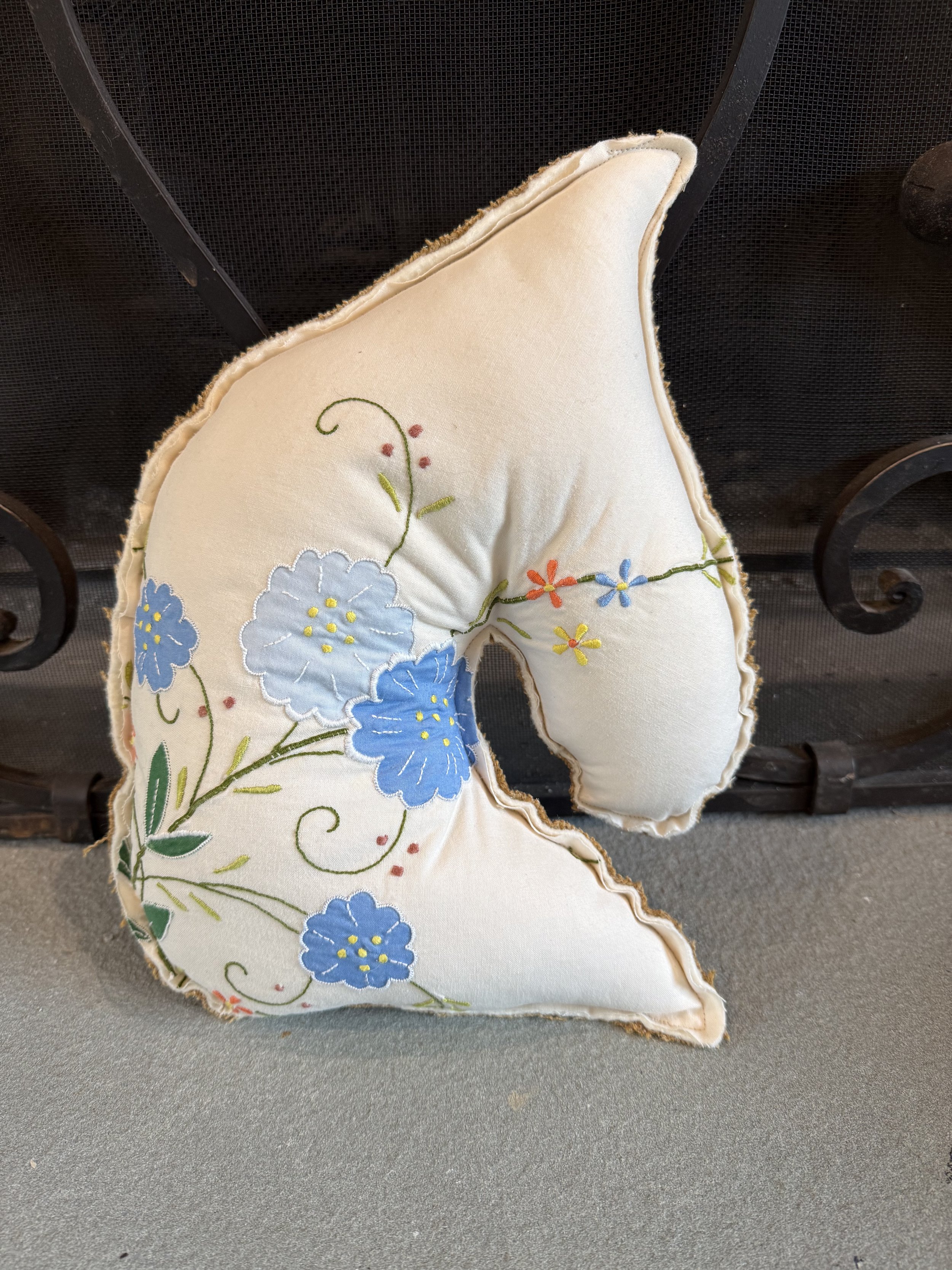 Vintage Embroidered Horse Accent Pillow - 02