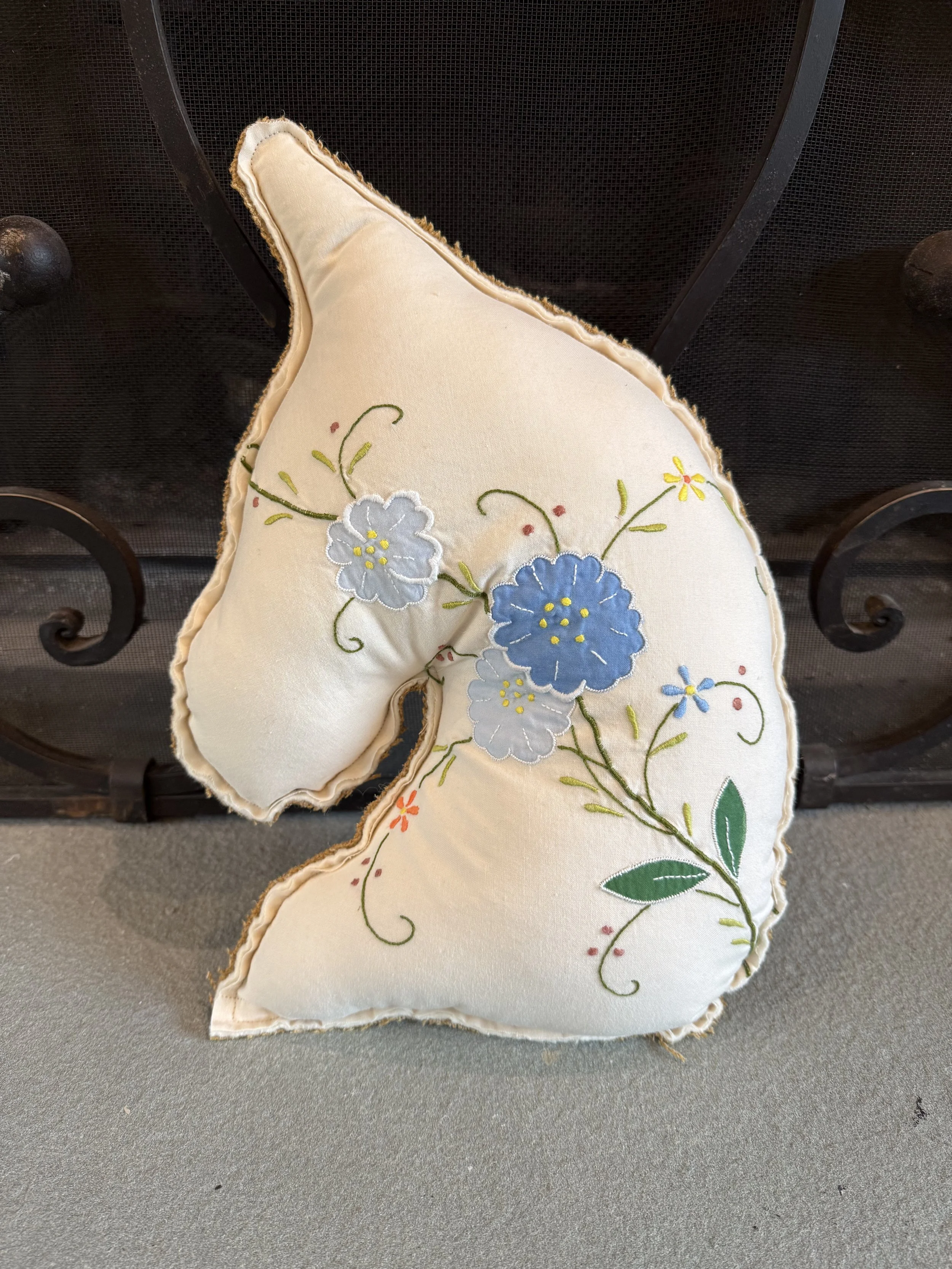 Vintage Embroidered Horse Accent Pillow - 03