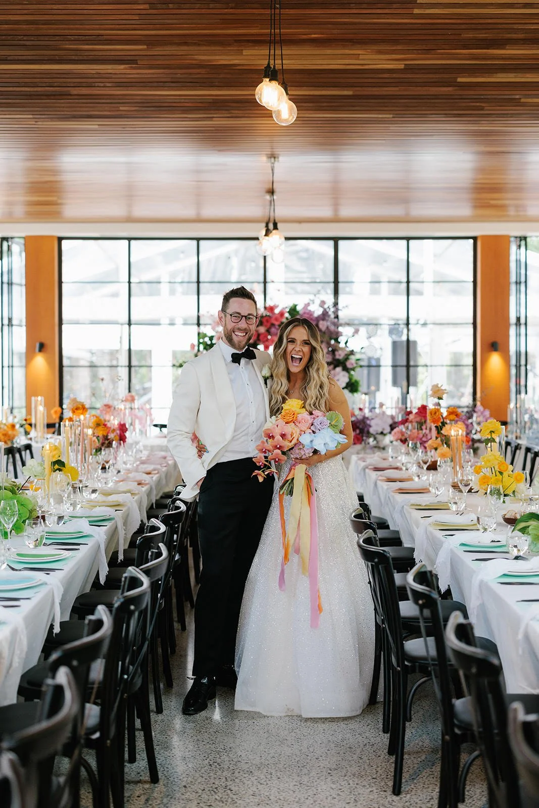 Coombe Yarra Valley wedding, rainbow wedding styling, colourful wedding styling