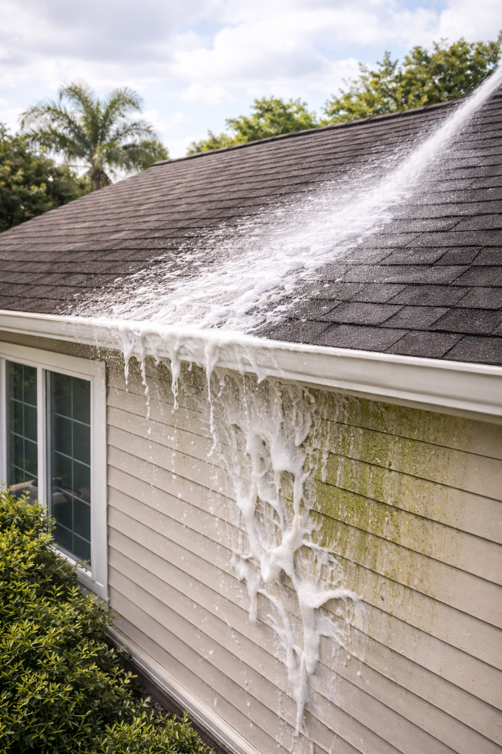 soft washing a house in Lecanto, Florida