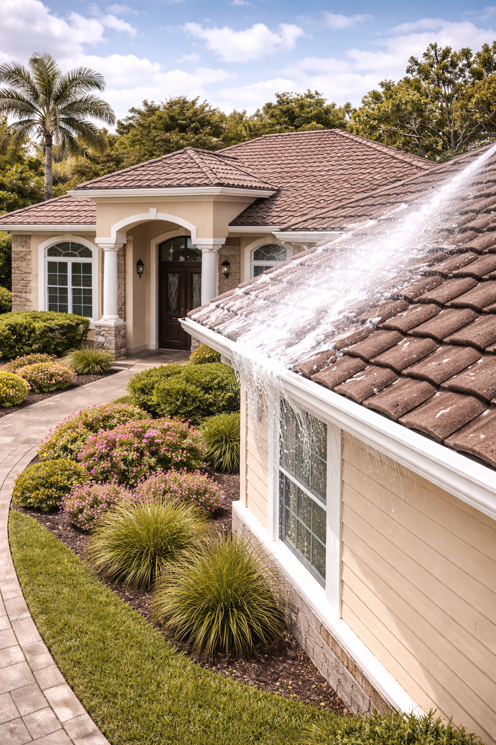 Roof being soft washed in citrus hills, Florida