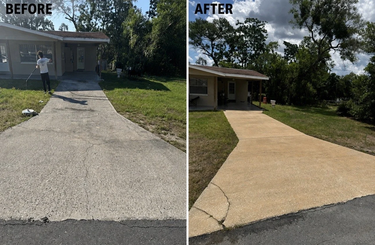 Before and After Driveway Cleaning in Beverly Hills Florida