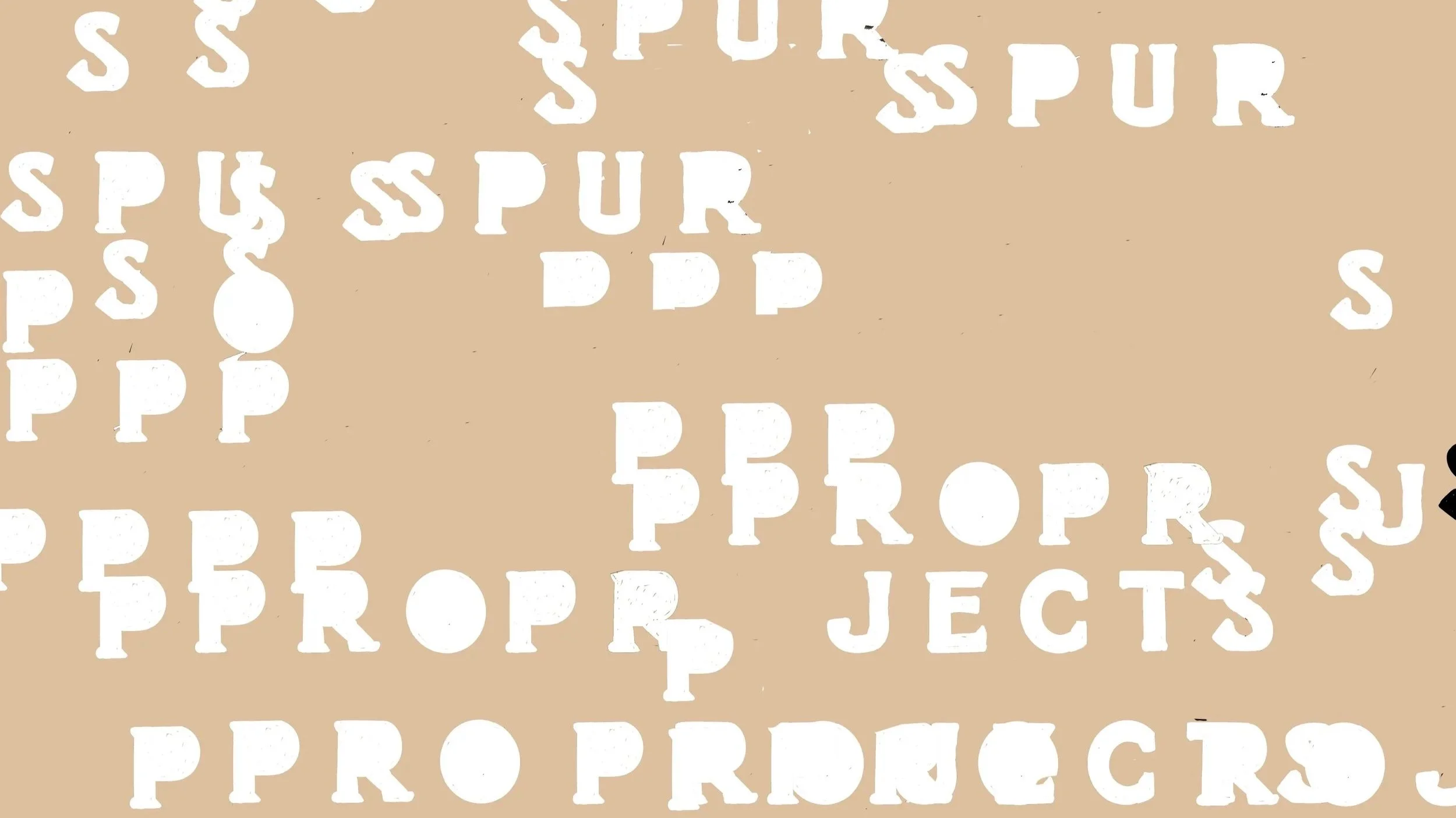 A repeated pattern of the words 'SPUR' and 'PROJECTS' in white, on a beige background.