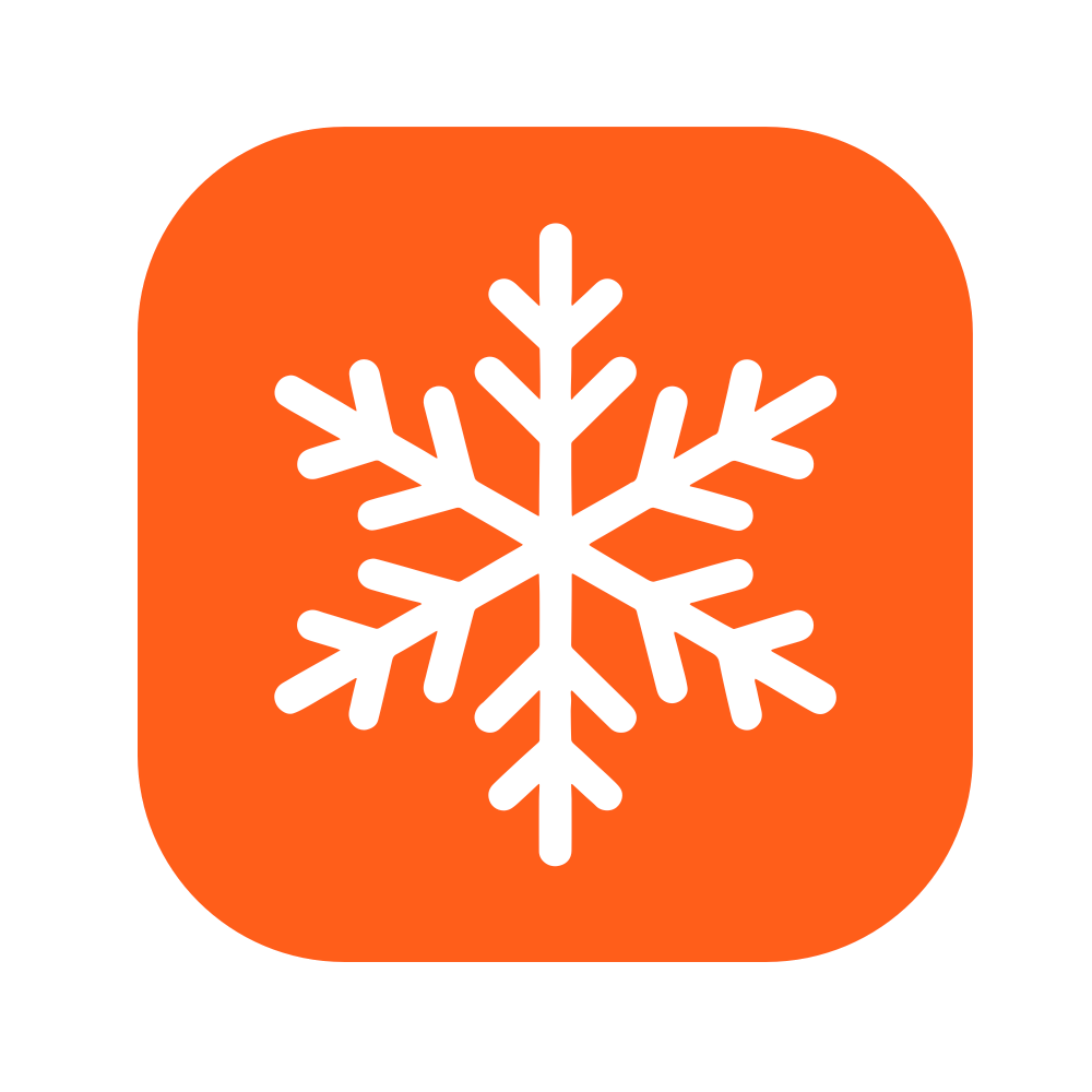 Snowflake icon on an orange background
