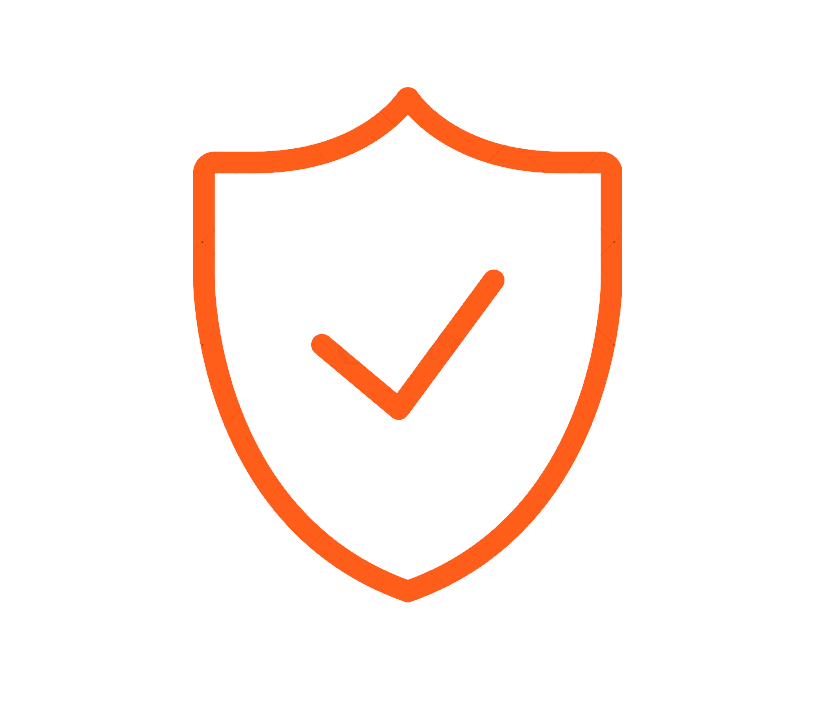 Outline of a shield with a checkmark inside, representing security or protection.
