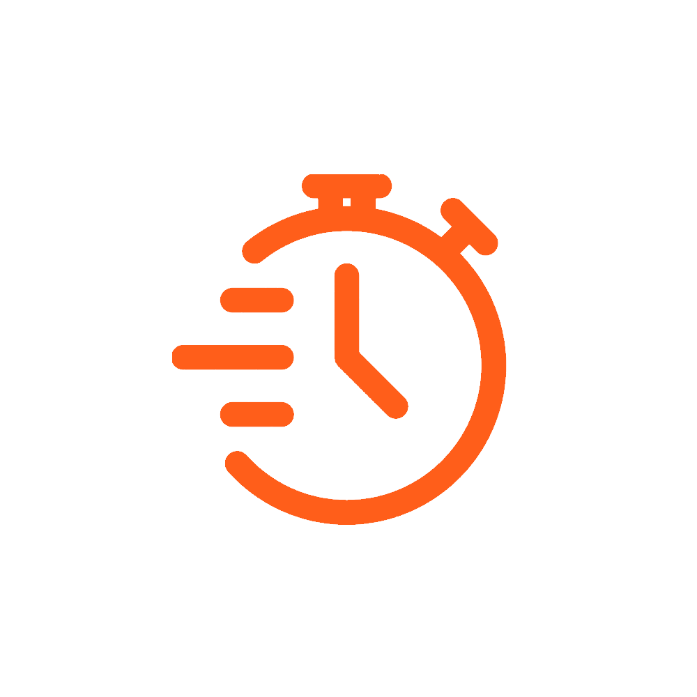 Icon of a stopwatch with speed lines indicating fast timing or speed.
