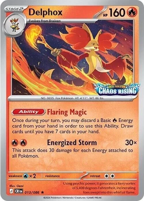 Delphox [Stamped] #13 Pokemon Chaos Rising SEALED