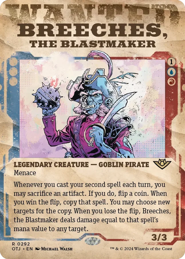 MTG Breeches, the Blastmaker (Showcase) FOIL - Rare OTJ #292 NM