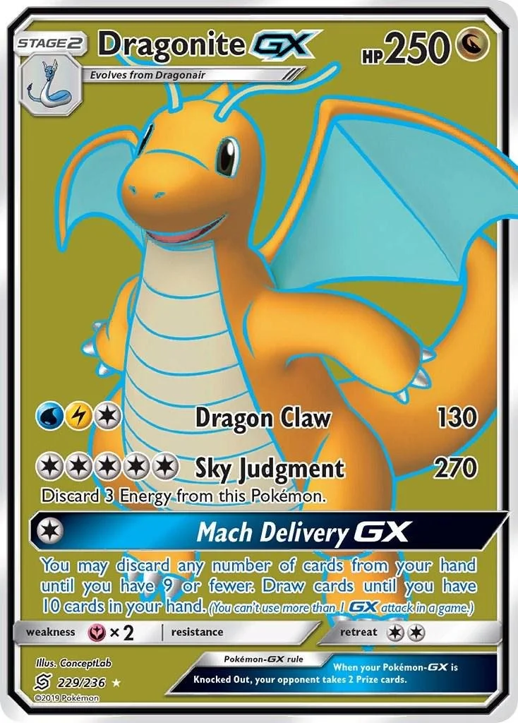 Dragonite GX #229 Pokemon Unified Minds NM