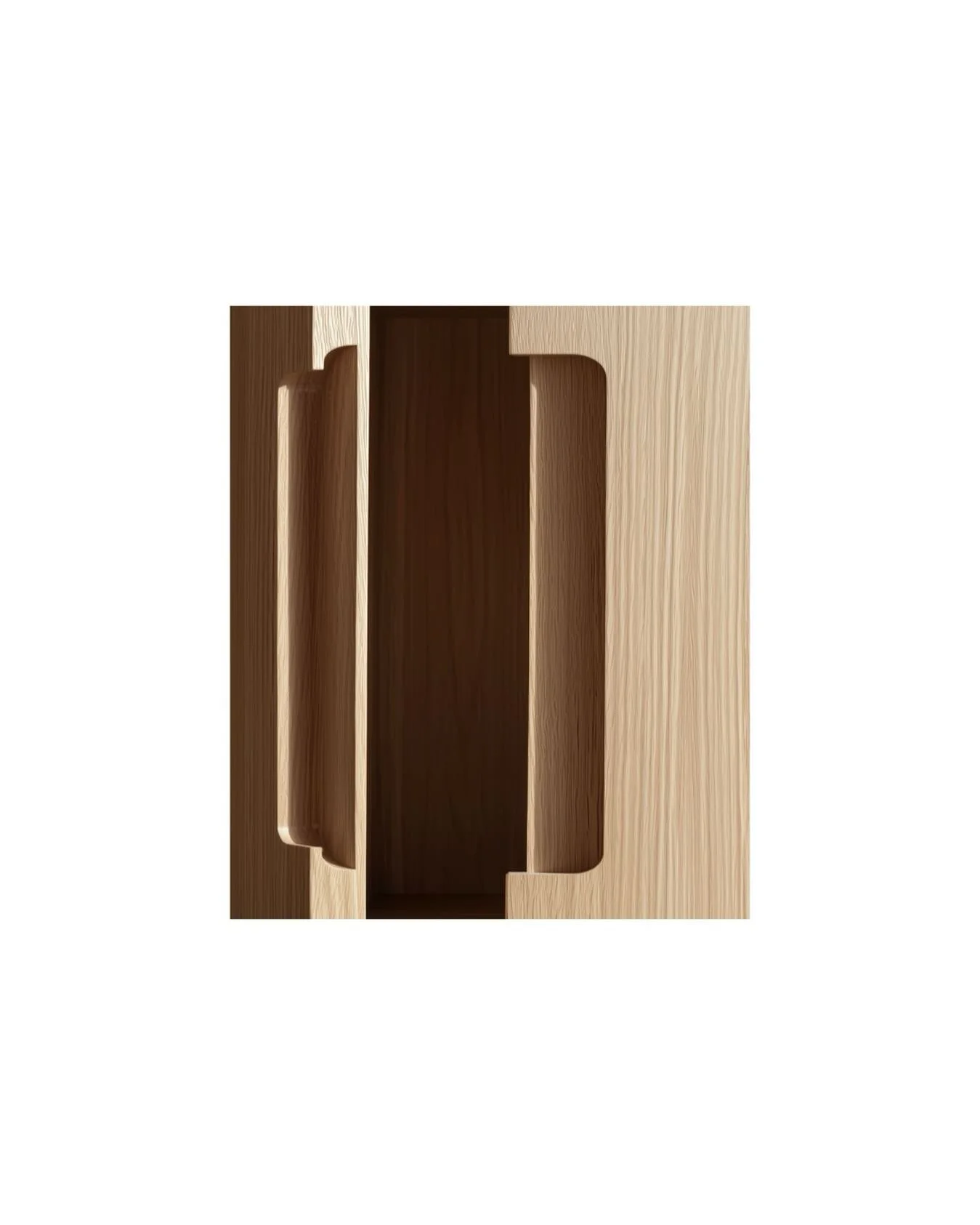 A sculpted edge detail developed for custom built-ins throughout the renovation. Subtle curvature and shadow define the pull as an integrated element of the millwork rather than applied hardware. Rendering from the schematic design phase.

Partners :