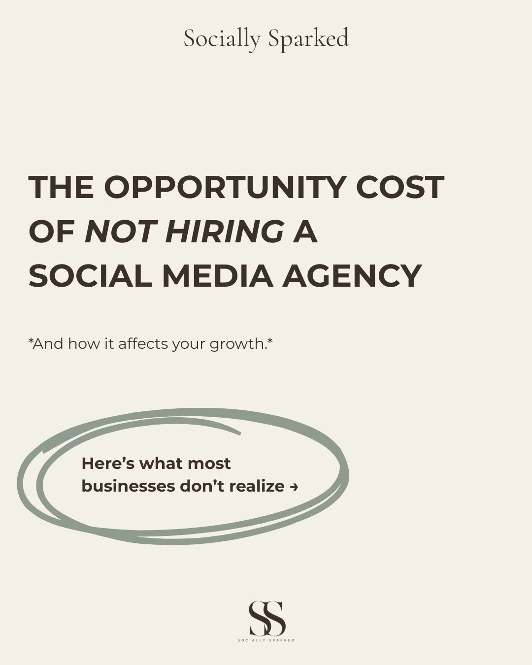 The biggest cost of social media isn&rsquo;t hiring an agency. 

It&rsquo;s the opportunities your brand misses without a strategy! 

If your social media isn&rsquo;t driving real results, it might be time for a better system! 

💌 Message us today, 