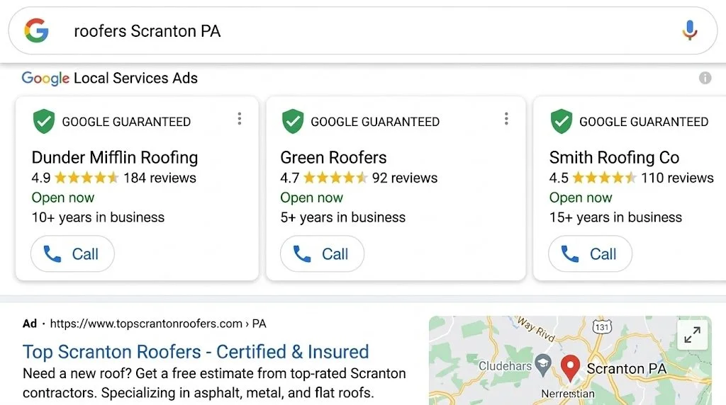 An example of a Google Local Service Ad listing