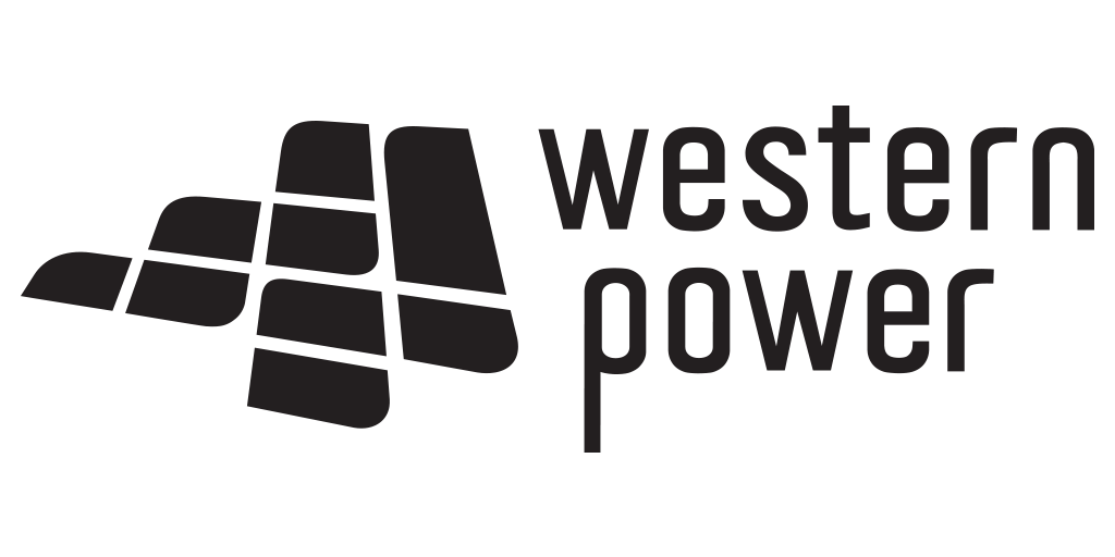 Western Power logo with stylized electric power lines and the words "western power" in black.