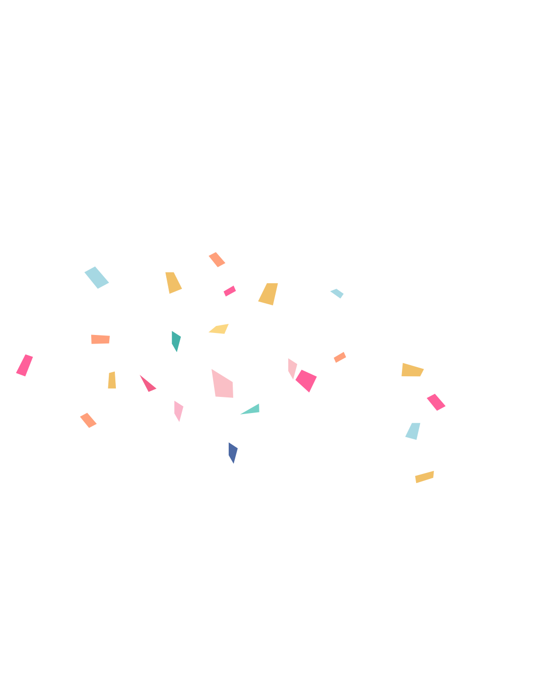 Cheerful cartoon caption "Hooray! It's Tuesday" with colorful confetti.