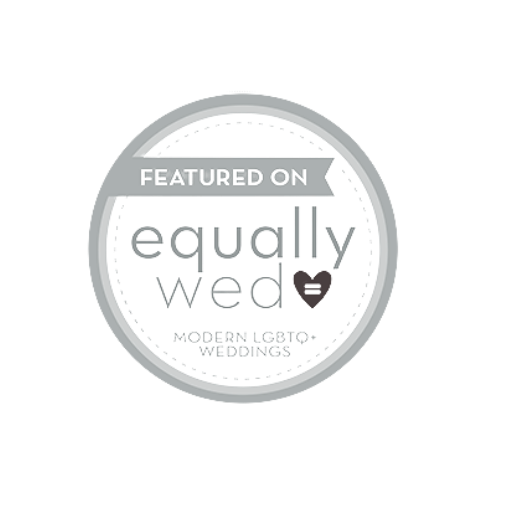 Badge with text "Featured on Equally Wed, Modern LGBTQ+ Weddings"