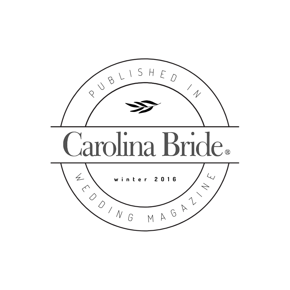 Logo of Carolina Bride on a black background with concentric circles.