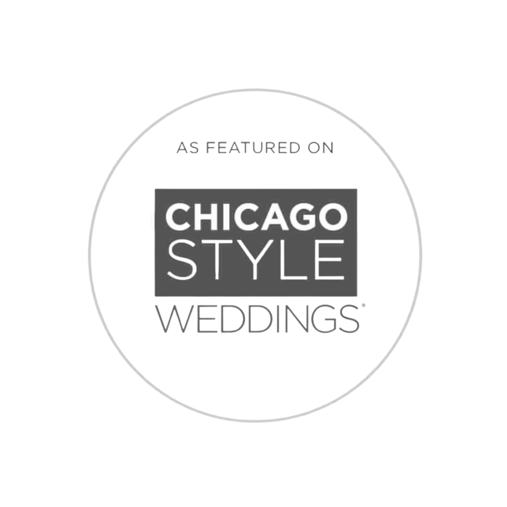 Logo featuring the text 'As Featured On Chicago Style Weddings' inside a circular design.