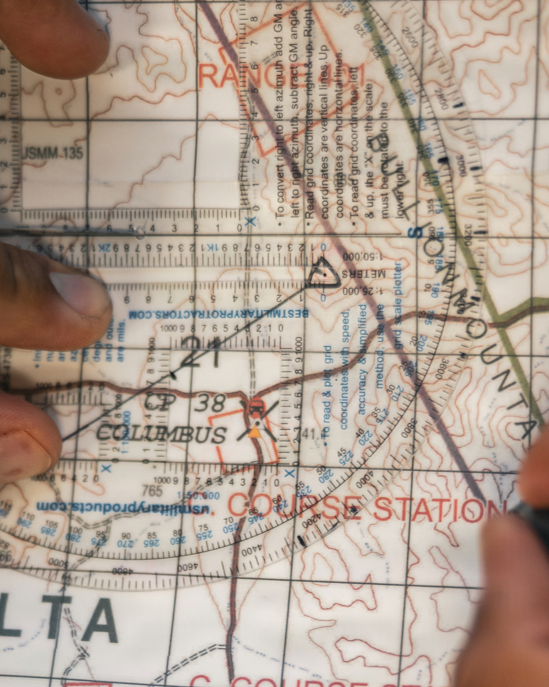 a map and a protractor military