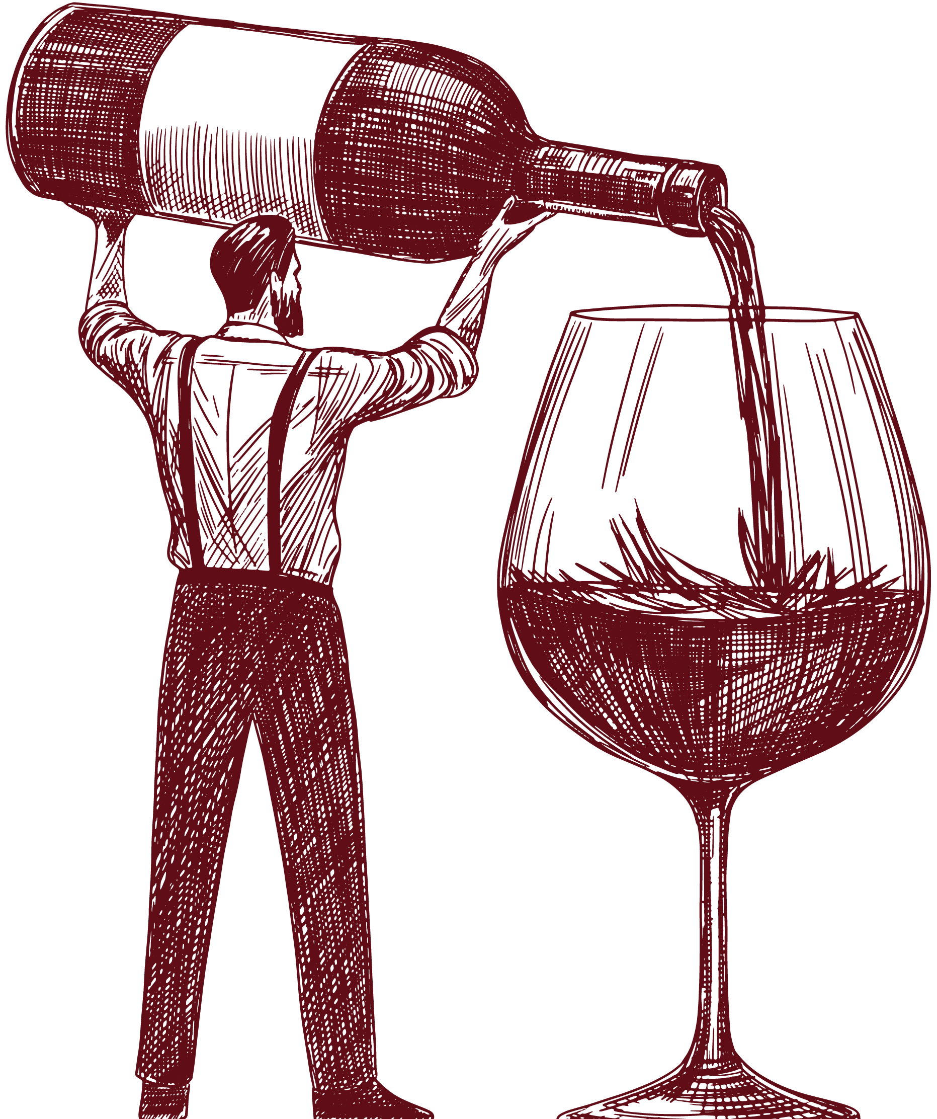 Man pouring wine into a giant glass