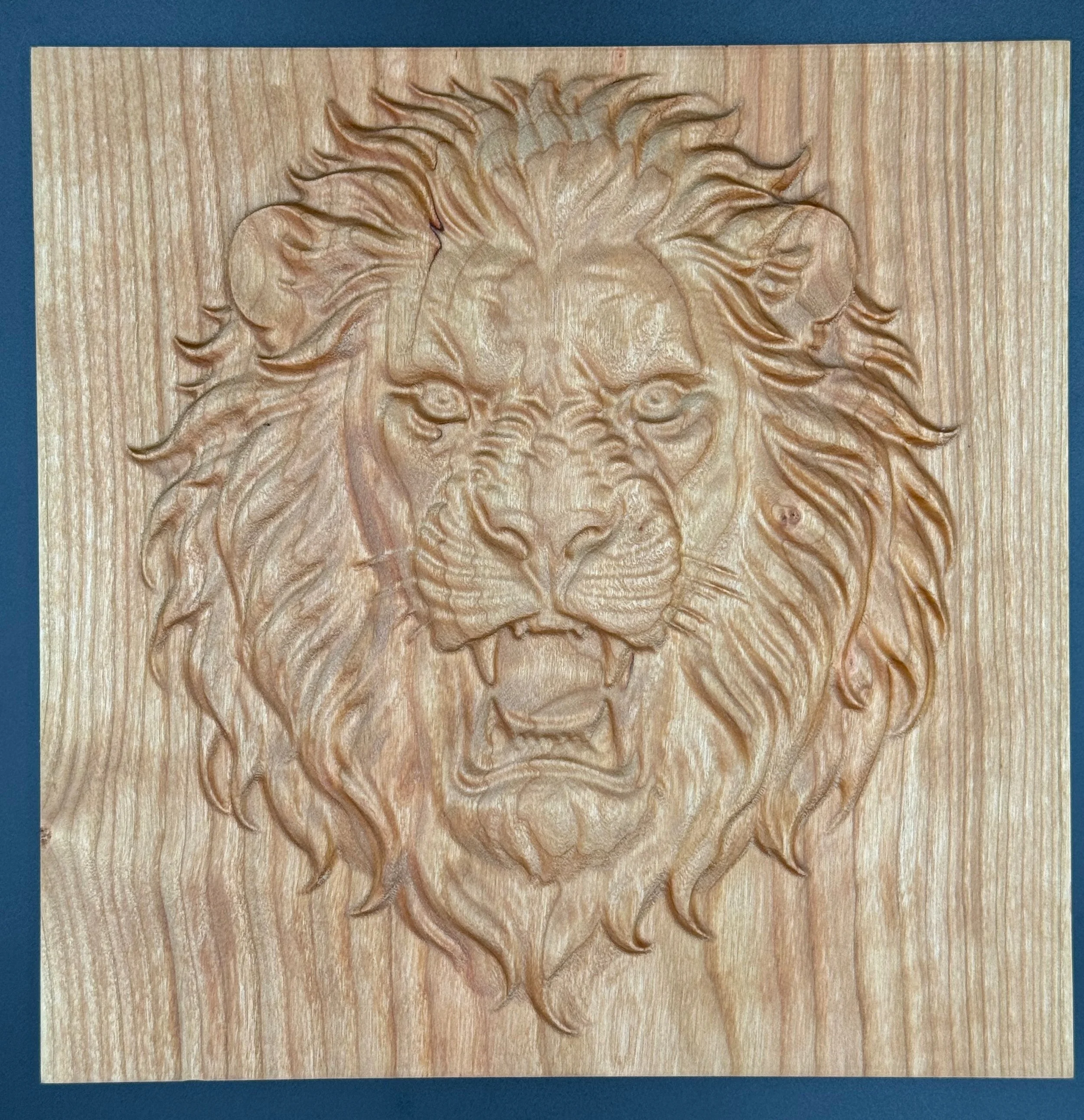 Cherry Hardwood 3D Lion Relief